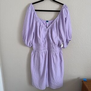 NWT Old Navy 2X Lavender Smocked Milkmaid Mini Dress Coquette Regency Preppy